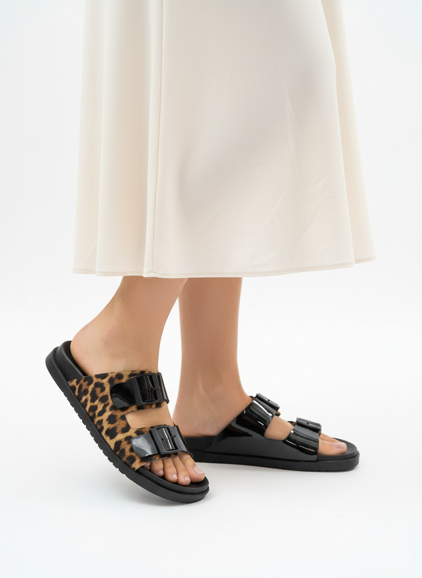 دمپایی زنانه پلنگی دو سگگ