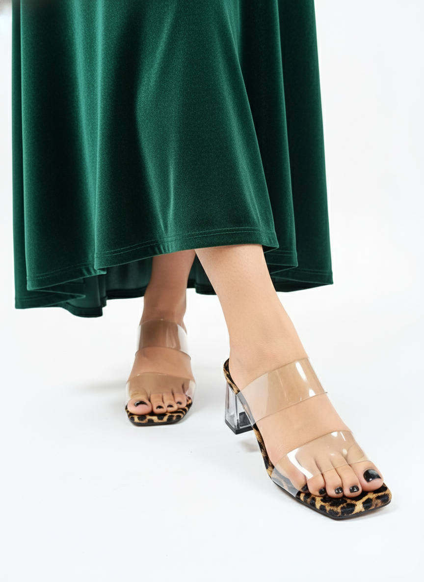 صندل طلقی زنانه پاشنه 7 سانت پاشنه شیشه ای