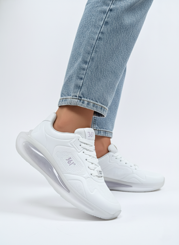 کتونی سفید زنانه مدل 361 با طراحی اسپرت و زیره نرم