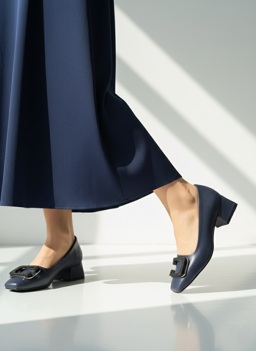 کفش پاشنه‌دار زنانه با سگک فلزی